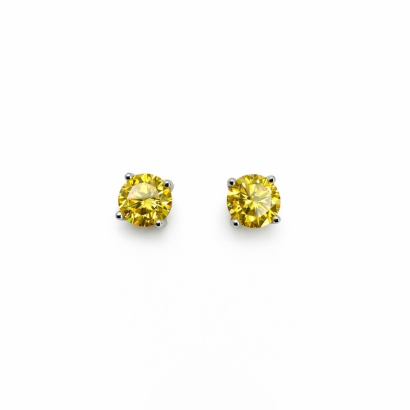 1.0 CT * 2 Moissanite Diamond Yellow Stud Earrings